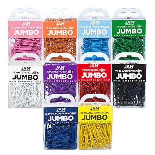 Paper Clips, Large 2 Inch, Assorted Paperclips, 10/Pack for wholesale by JAM PAPER