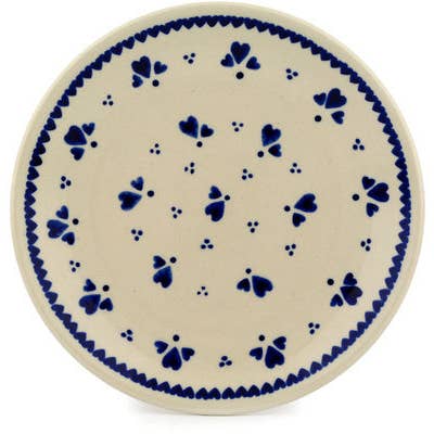 Plate 7" Blue Heart Trio Theme for wholesale by Polmedia Polish Pottery