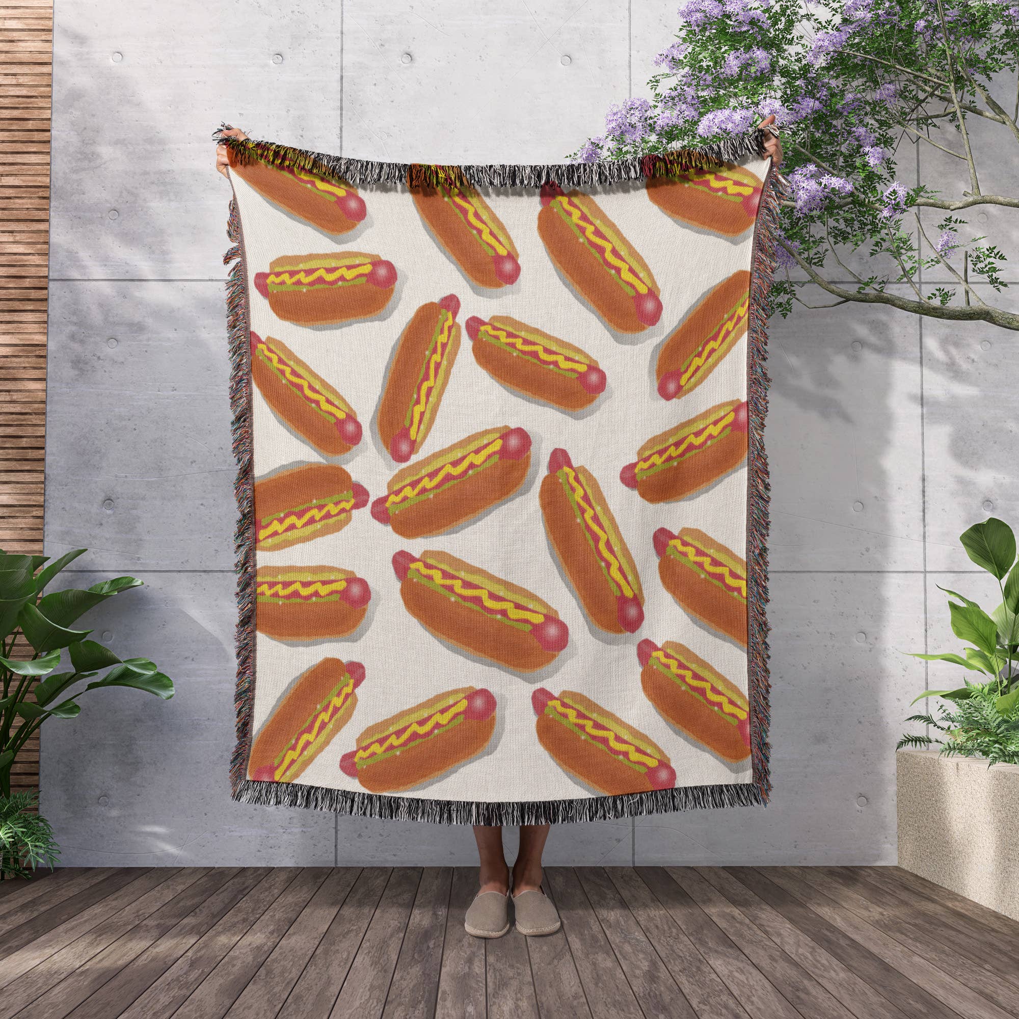3dRose - Wholesale Throw Blanket - 3dRose, Print of Hot Dog And Bun Repeat Pattern, Blanket2
