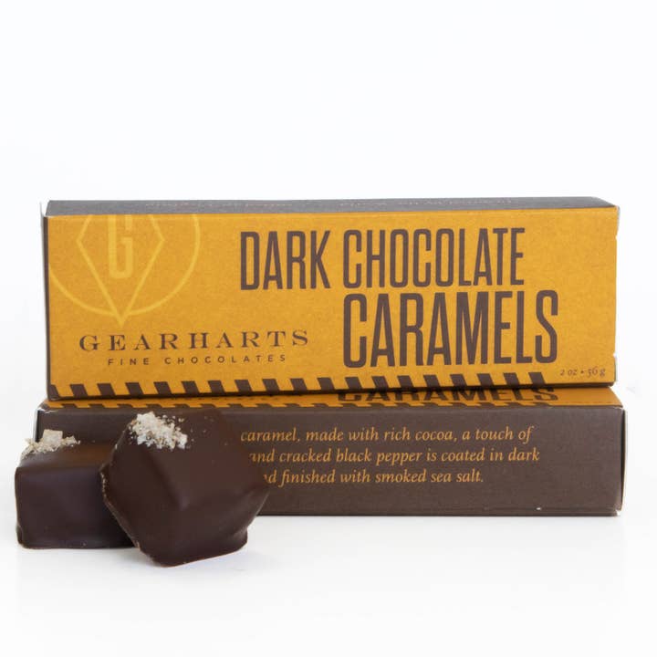 Dark Chocolate Caramels for wholesale by Gearharts Fine Chocolates