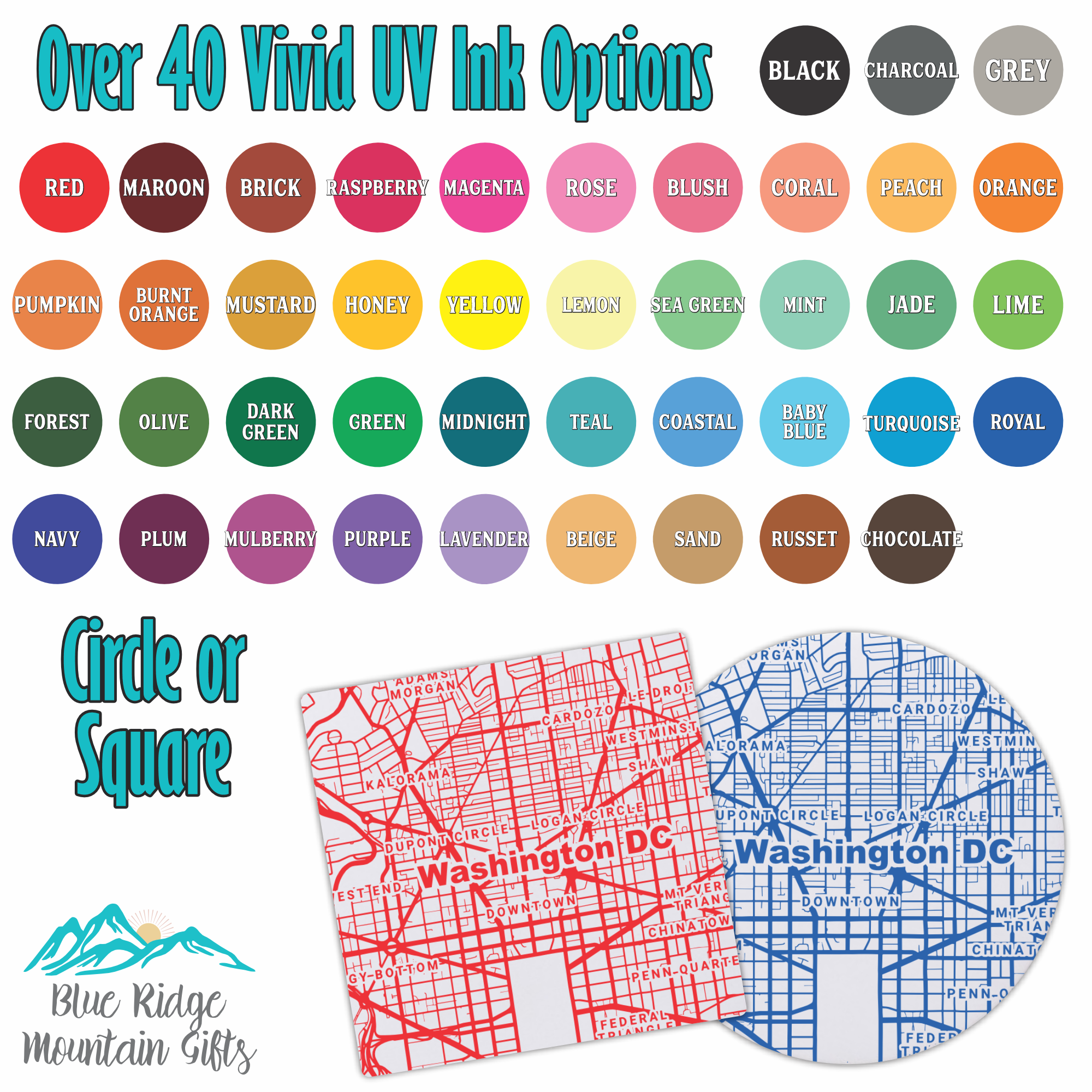 Blue Ridge Mountain Gifts - Wholesale Coasters - Rochester NY - Ceramic Map Coasters - Any Color6