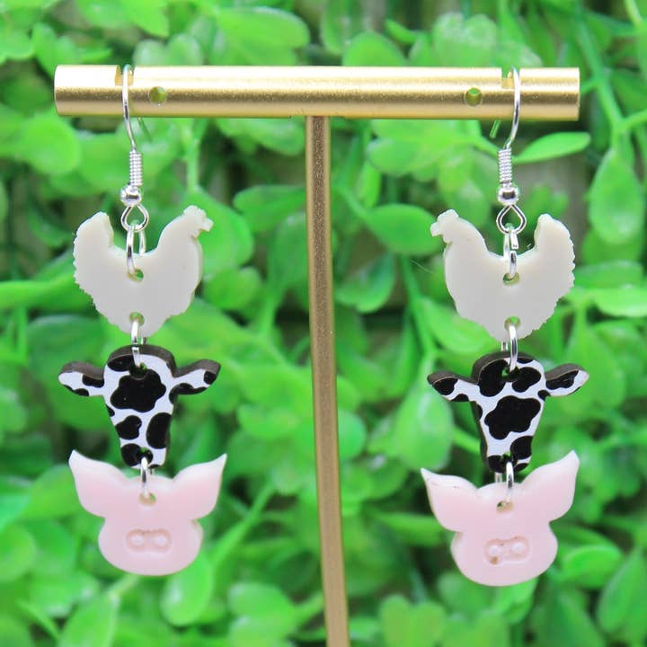 Hylidae Boutique - Wholesale Dangle Earrings - Barn Animal Trio Dangle Earrings0