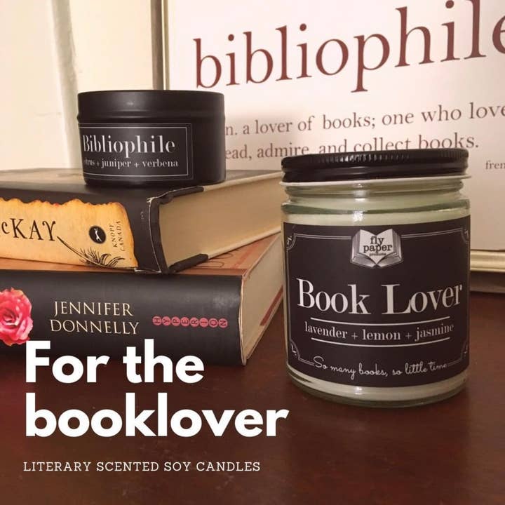 Fly Paper Products - Vente Bougie en bocal - Bougie en verre 255 ml Book Lover parfum lavande + citron + jasmin3
