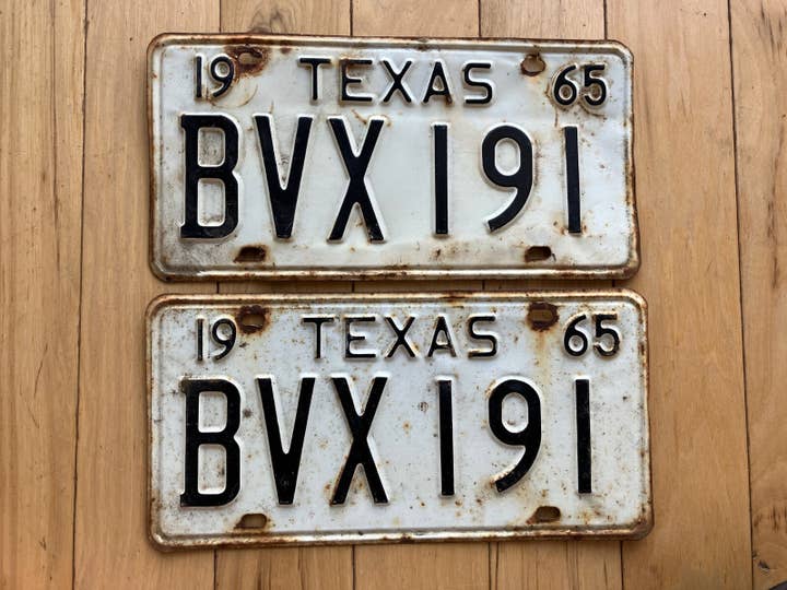 Pair of 1965 Texas License Plates - Check With DMV For YOM for wholesale by RusticPlates
