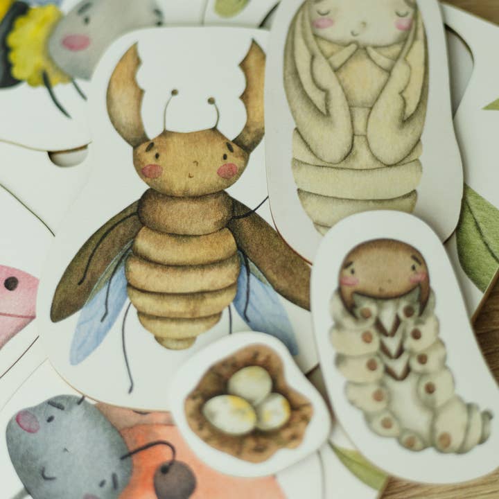 ODEAS – Großhandel Puzzle – Kinder – Montessori-Puzzle aus Holz mit dem Lebenszyklus von Insekten