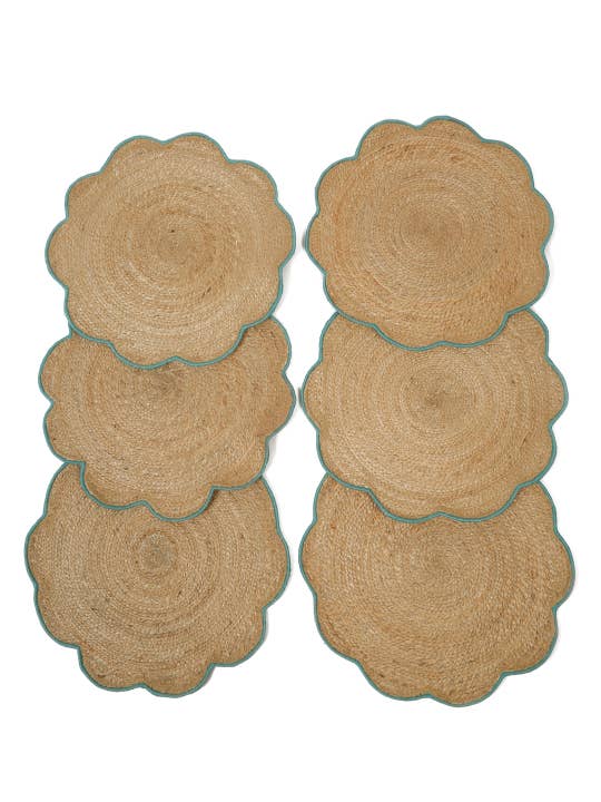 Eyda Homes - Wholesale Placemat - Handmade Jute Green Round Placemats Set of 6 for Table Decor2