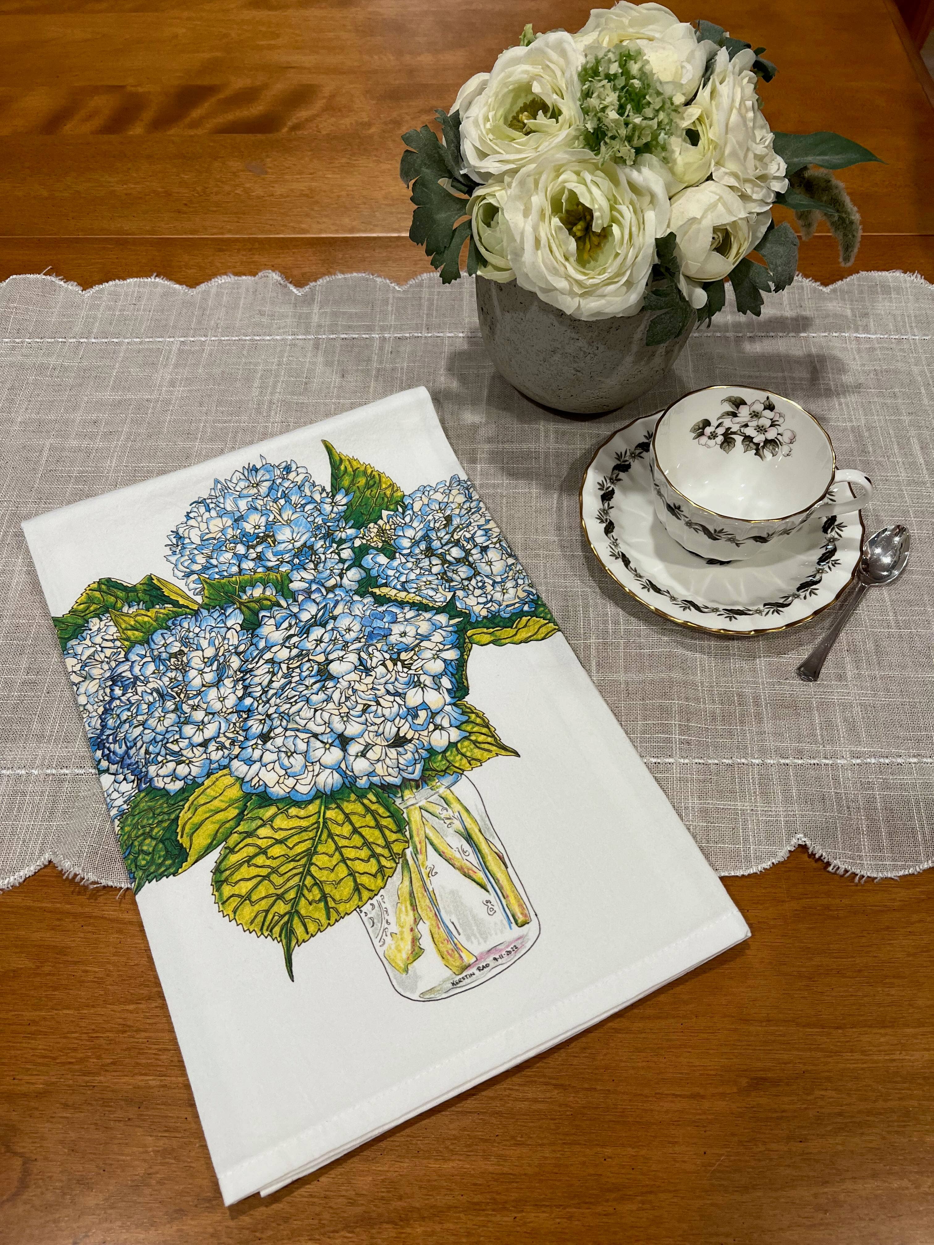 Vivid Cottage - Wholesale Tea Towel - Tea Towel - Blue Hydrangea2