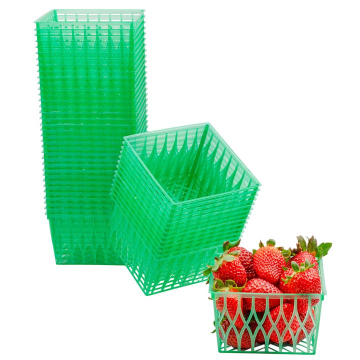 Kurated Korner - Wholesale Food Storage Container - Cornucopia Pint Size Plastic Berry Baskets 48pk