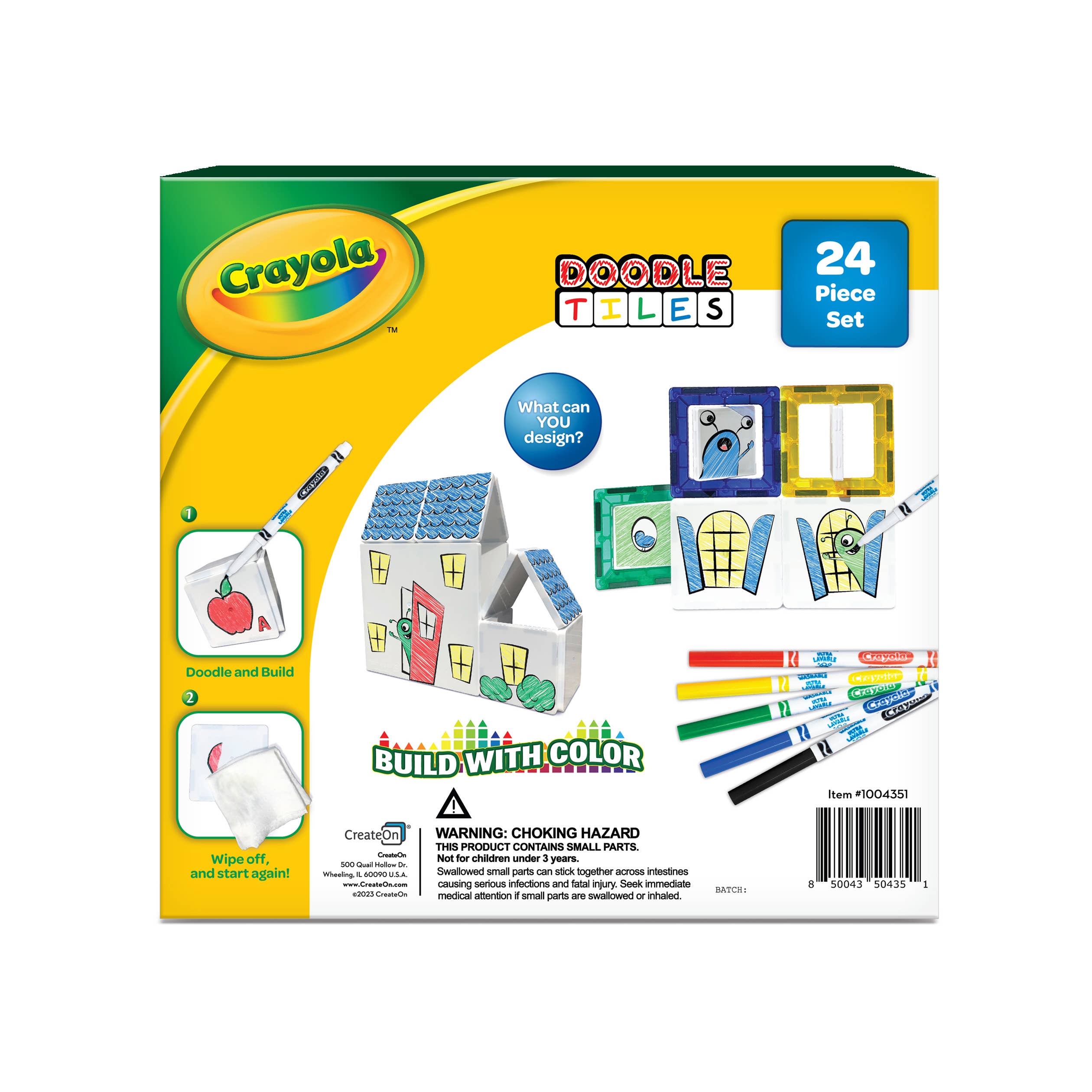 CreateOn - Vente Jeu construction – enfant - Ensemble de 24 carreaux magnétiques Crayola Doodle Tiles6