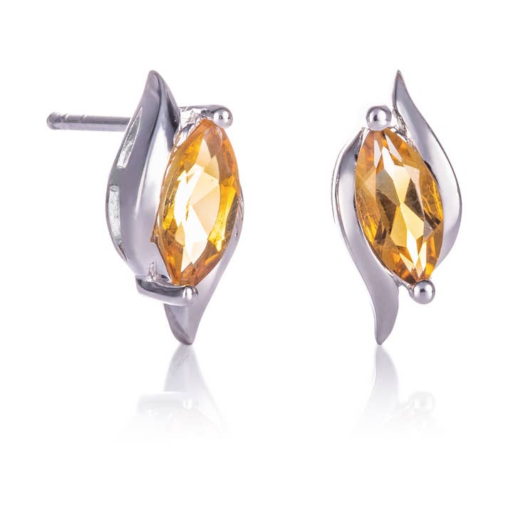 925 Sterling Silver Citrine Marquise Stud Earrings for wholesale by Namana