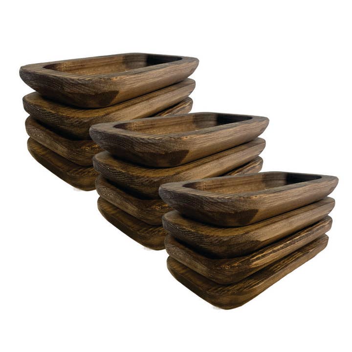 Rustic Haven Decor - Wholesale Decorative Plate/Dish/Bowl - 12 pack Wooden Dough Bowl Decor Hand Carved