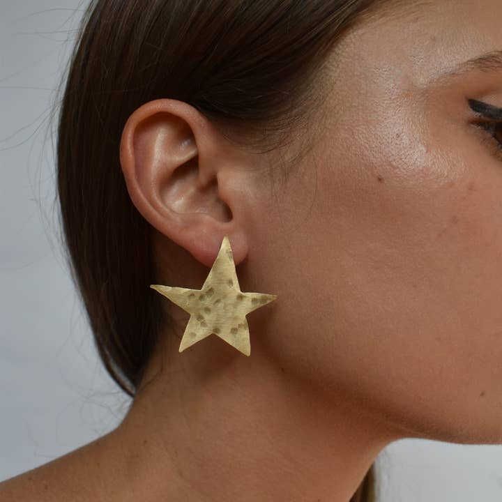big moon & star earrings - starry night stud earrings for wholesale by Laura Mar Jewelry