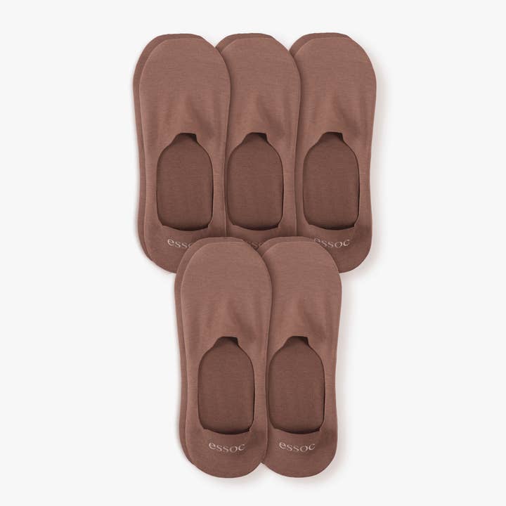 Unisex Cotton No Show Socks 5-Pack | Toffee Tan for wholesale by essoc