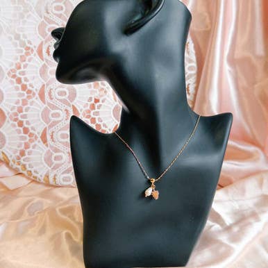 Pine Cone Necklace And Mini Baroque Pearl for wholesale by Pompon La Tulipe