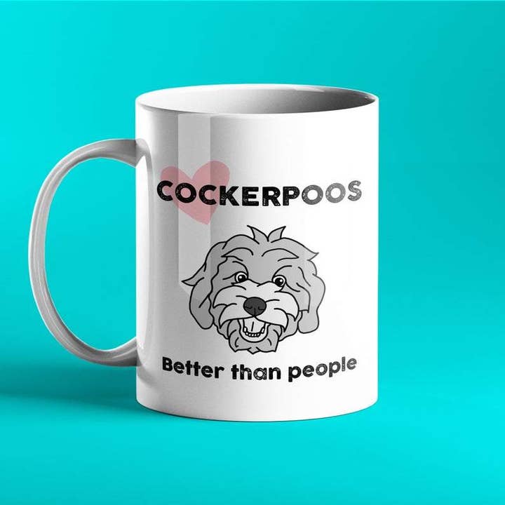 Mug cadeau Cockerpoo pour la vente par Prickly Cards