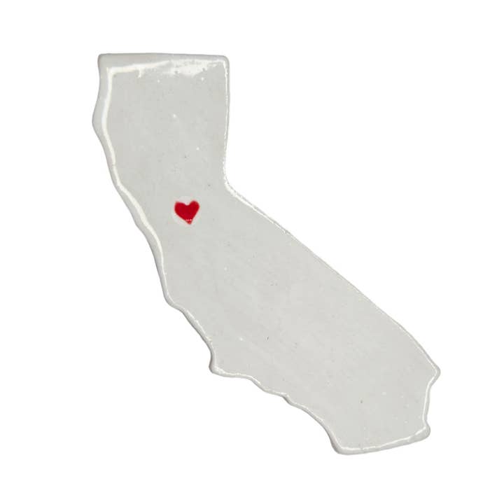 Sacramento Ceramic Magnet - Handmade California Capital Souvenir with Red Heart Design for wholesale by AO Clay