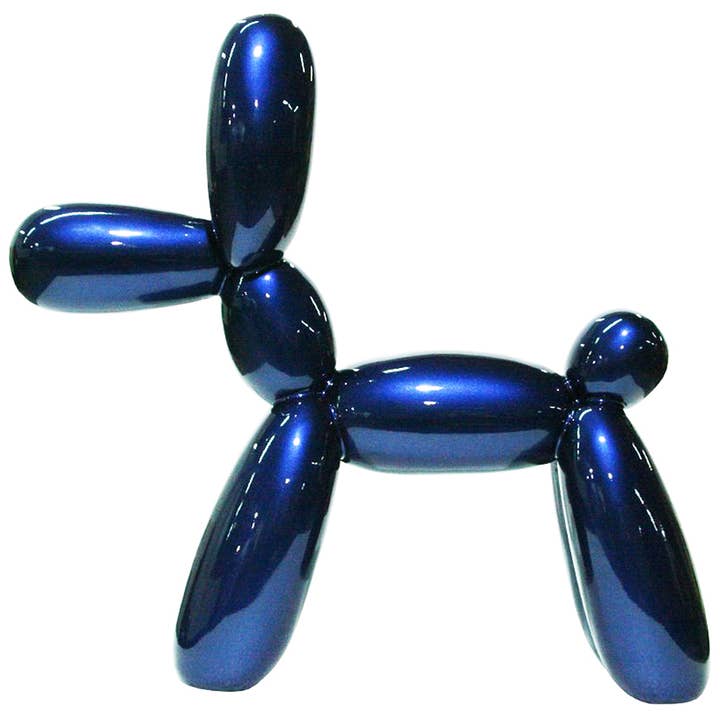 BALLONHOND BLAUW METALLISCH - Met de hand geschilderd kunstbeeldje voor wholesale door JULIARTE