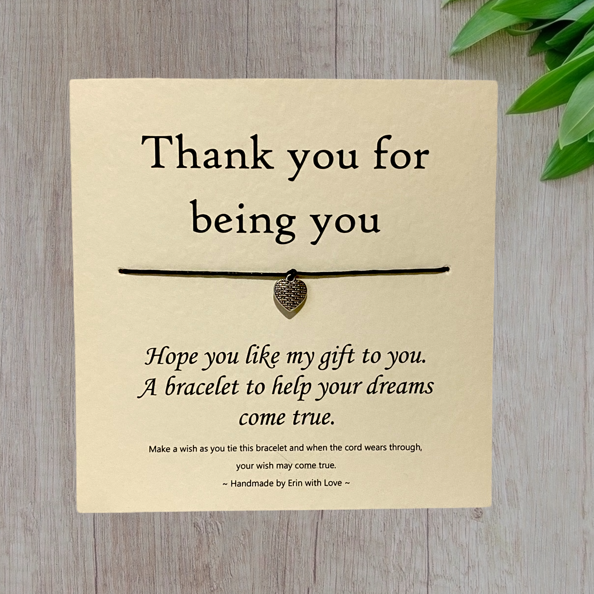 By Erin Cards and Gifts Ltd - Wholesale Charm/Dangle Bracelet - Thankyou for Being You... Wish Bracelet and Message Card0