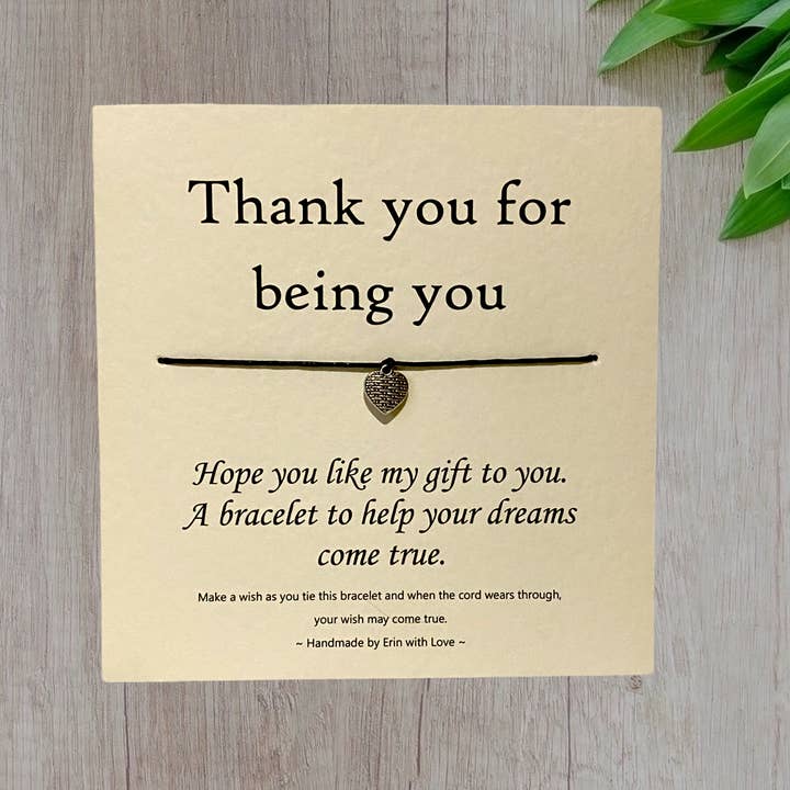 Thankyou for Being You... Wish Bracelet and Message Card for wholesale by By Erin Cards and Gifts Ltd