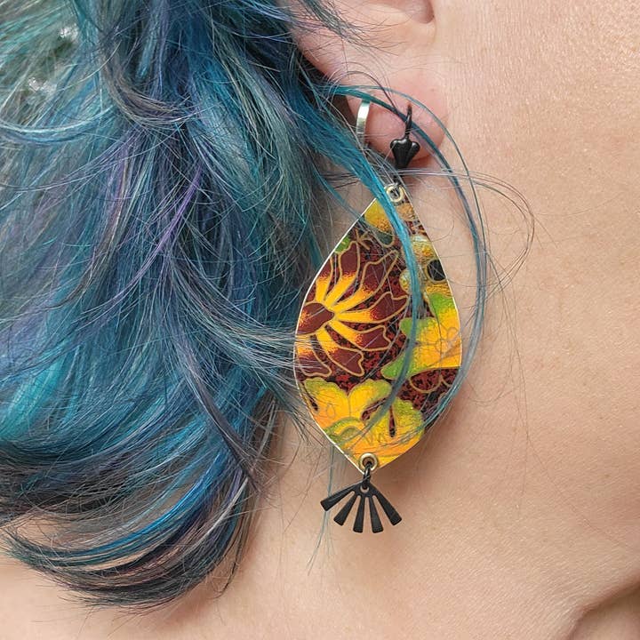 Verdilune - Wholesale Dangle Earrings - Goldenrod Harvest Collection - Repurposed Vintage Tin Earrings14