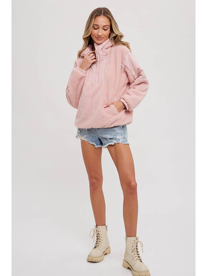 Bluivy - Wholesale Hoodie - Women's - FAUX SHEARLING CONTRAST HOODIE39