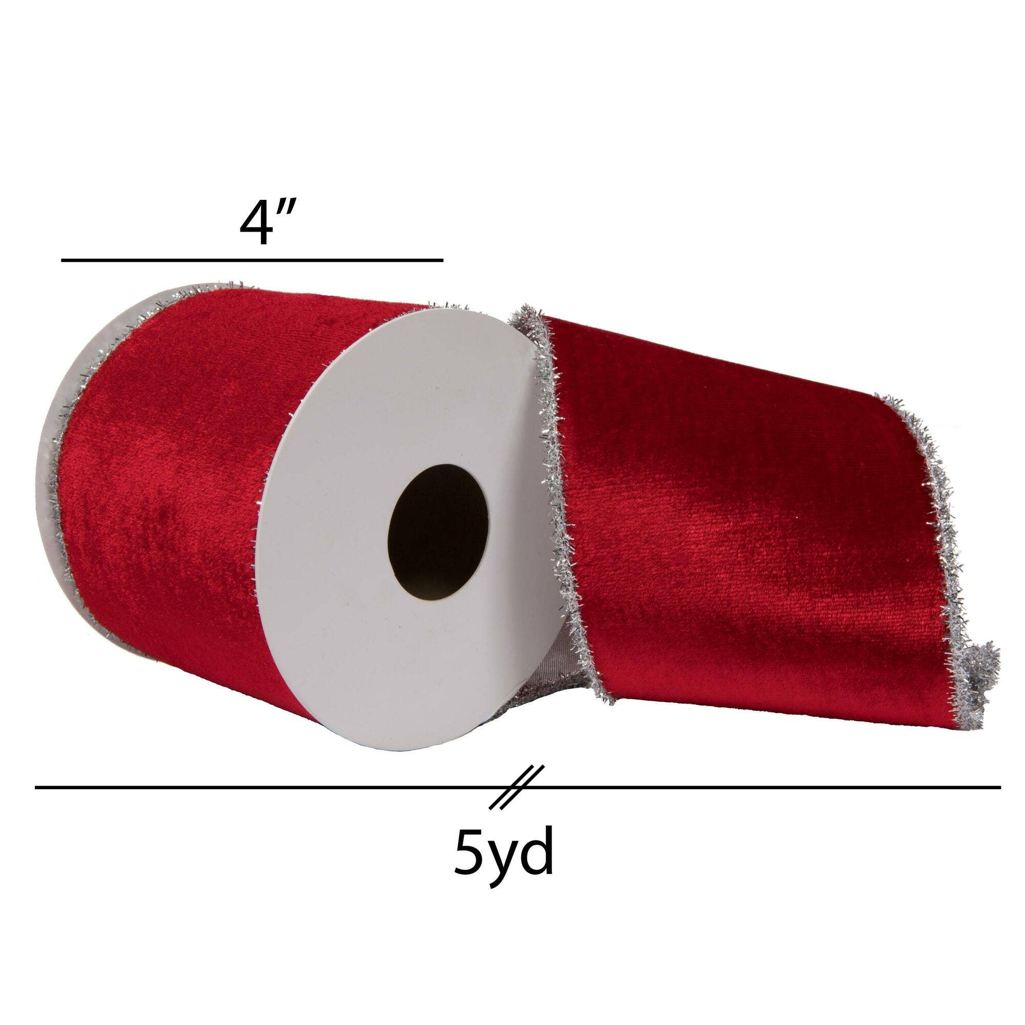 Vickerman 4"x5yd Red Viscose Velvet Ribbon for wholesale on Faire1