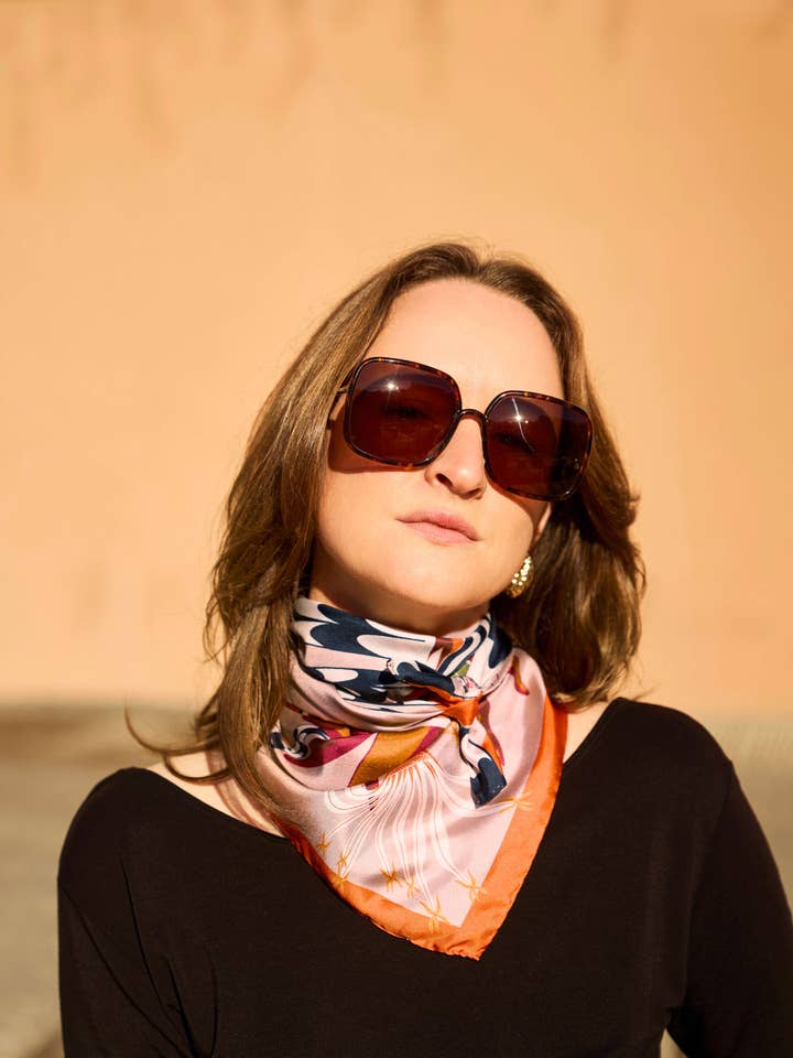 The Enchanter - Moka Rosé - The Square 70 in silk for wholesale by Creature Marseille