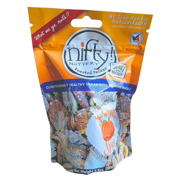 Gingerbread Roasted Pecans for wholesale by Nifty! Nuttery by Savory Pecans