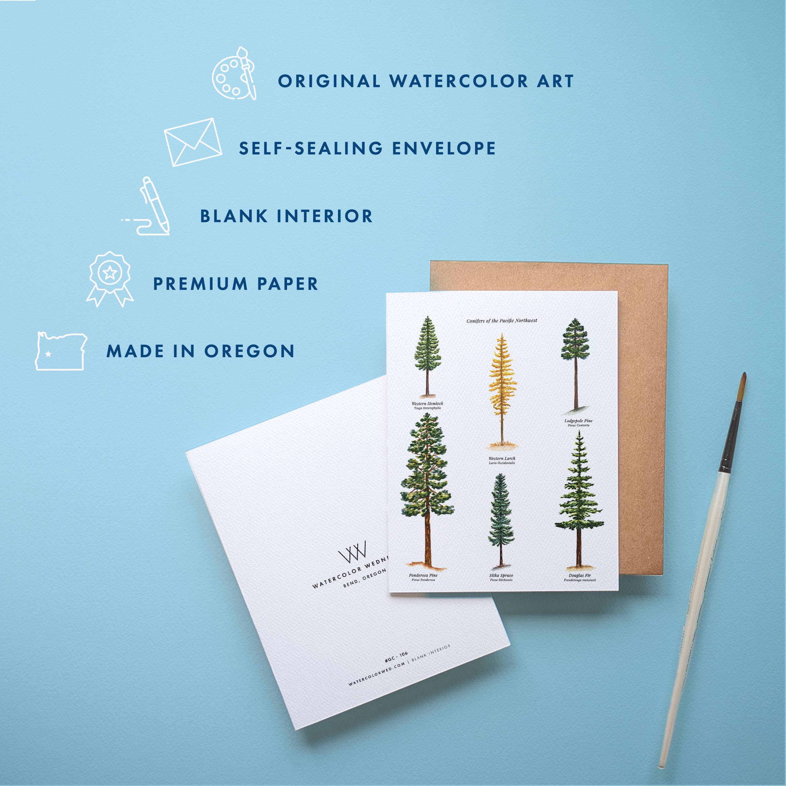 Watercolor Wednesday - Wholesale Everyday Greeting Card - Tree Card PNW | Everyday Greeting Card | Woodsy Design1