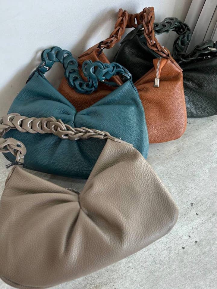 L830 Saco de tiracolo em couro plissado italiano plissado com alça plissada por atacado de JIJOU CAPRI