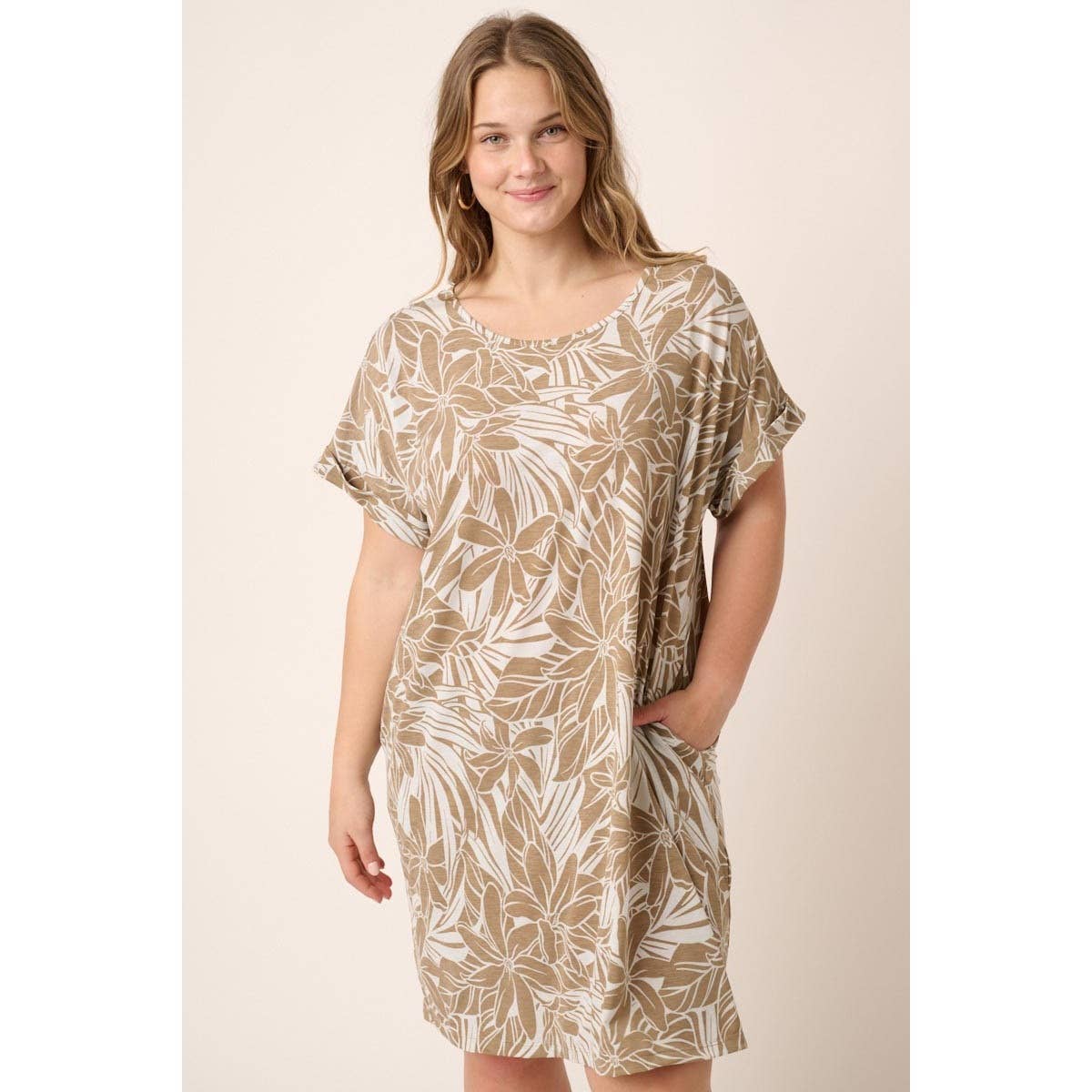 mittoshop - Vendita all'ingrosso Vestito - Donna - D1912PL - MINI ABITO DOLMAN PLUS CON STAMPA TROPICALE1