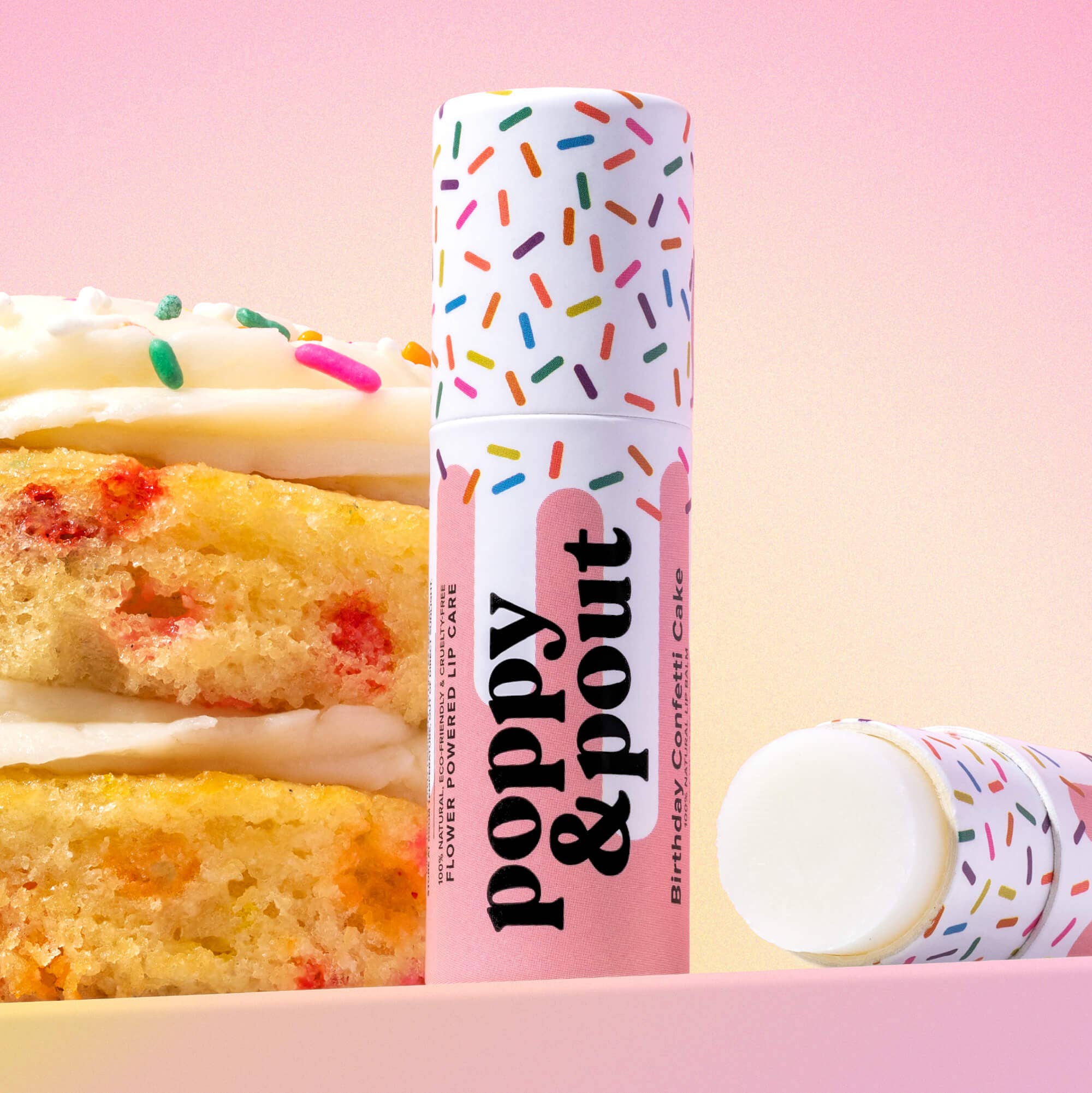 Poppy & Pout - Wholesale Lip Balm - Lip Balm, Birthday Confetti Cake, Pink2
