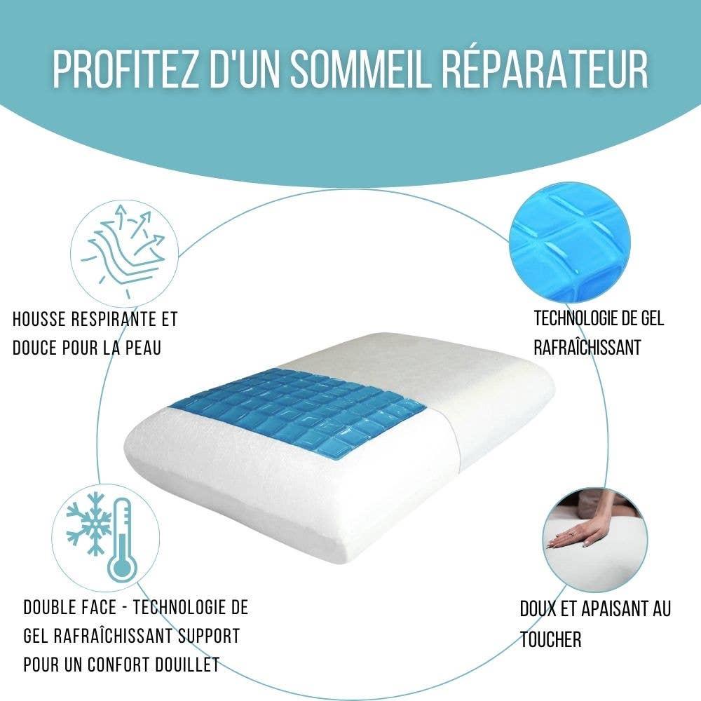 Inphysio - Wholesale Bedding Pillow - Oreiller avec gel rafraîchissant à Mémoire de Forme  | CONFORT GEL4