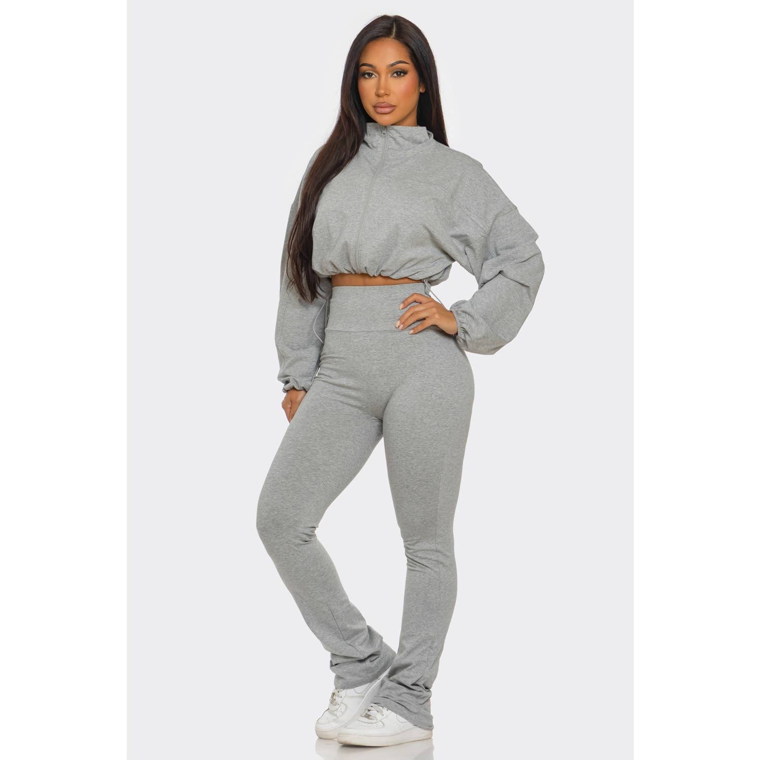 ITSSY - Wholesale Lounge Set - Women's - Cropped Zip Up and High Waist Jogger Set1
