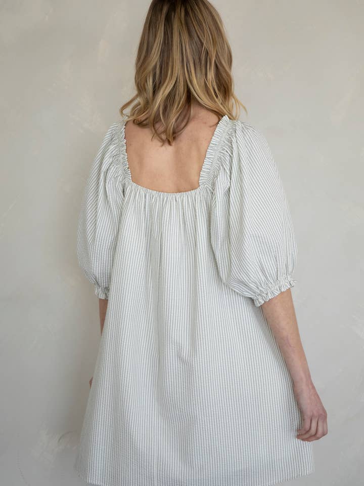 Cream Blue Lenny Dress for wholesale on Faire