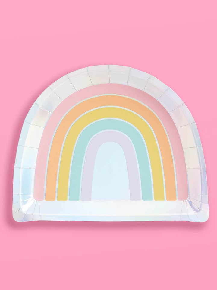 Rainbow Pastel Paper Plates 25 pc, Bday Party Baby Shower 9" for wholesale by xo, Fetti