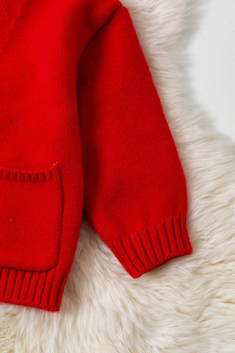 Kids Charm Online - Vente Cardigan – enfant - Cardigan en tricot rouge avec poches avant. TPG60056 AMY5