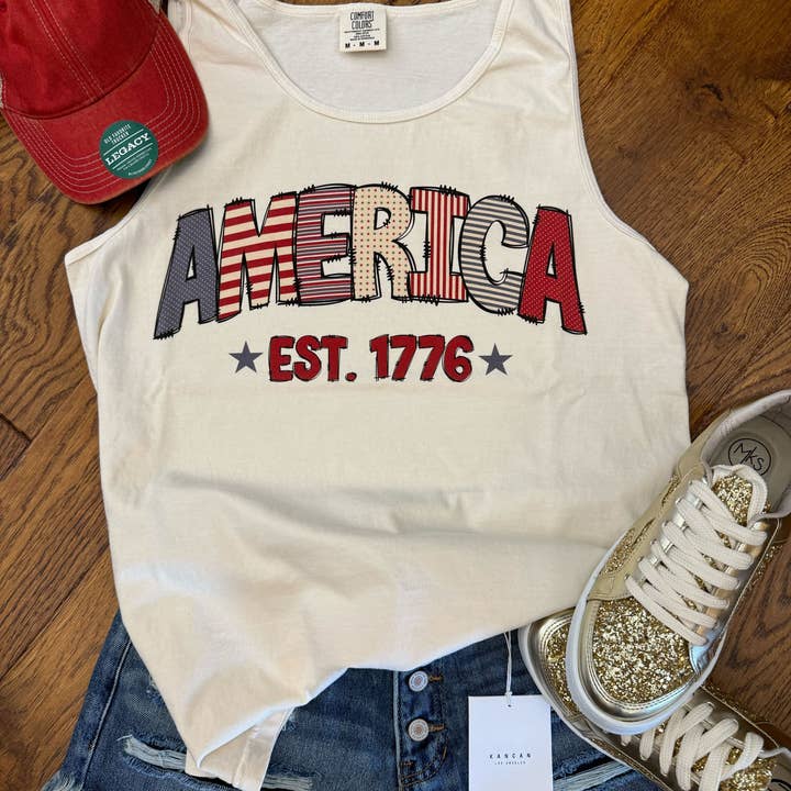 America 1776 Comfort Colors Tank for engroshandel hos Dockery Corporation