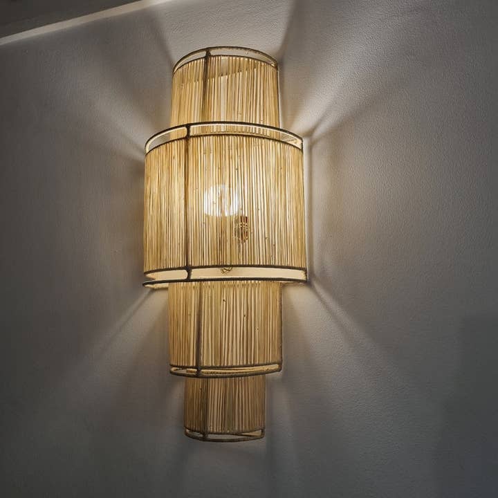 Moroccan Raffia luminaire wall lampshade for wholesale by MARRAKECH METACRAFT LTD