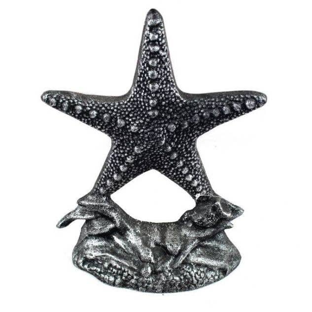 Antique Silver Cast Iron Starfish Door Stopper 11" for wholesale by Hampton Ironworks