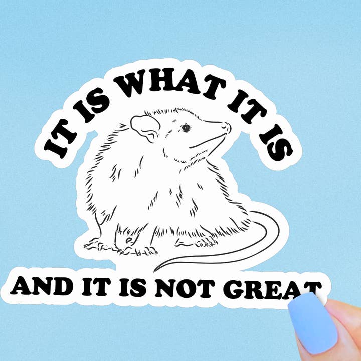It is What it is & it is Not Great Sticker, Opossum Memes for wholesale by Pretty Toxic Stickers