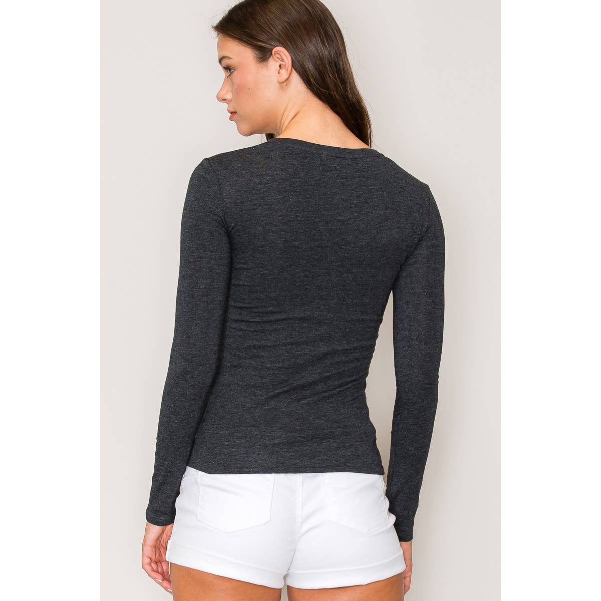 Popular 21 – wholesale Knit top – Women's – V Neck Long Sleeve Cotton Long Sleeve Knit Tee17
