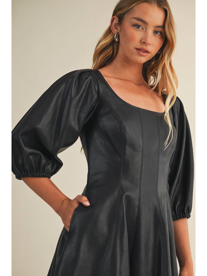 Mustard Seed - Wholesale Dress - Women's - PUFF SLEEVE FLARE DRESS4