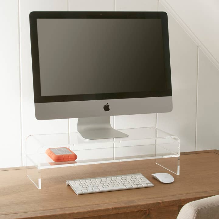 Huang Acrylic - Wholesale Desk Riser - Clarté Acrylic Media Stand Riser with Shelf