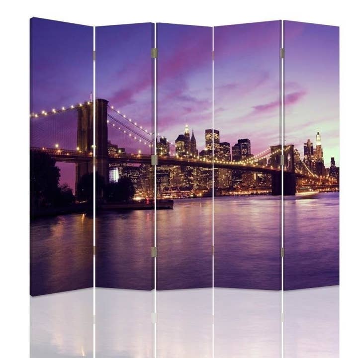 Manhattan mergulhado em divisor de quarto roxo 5 peças por atacado de Motivartdesign