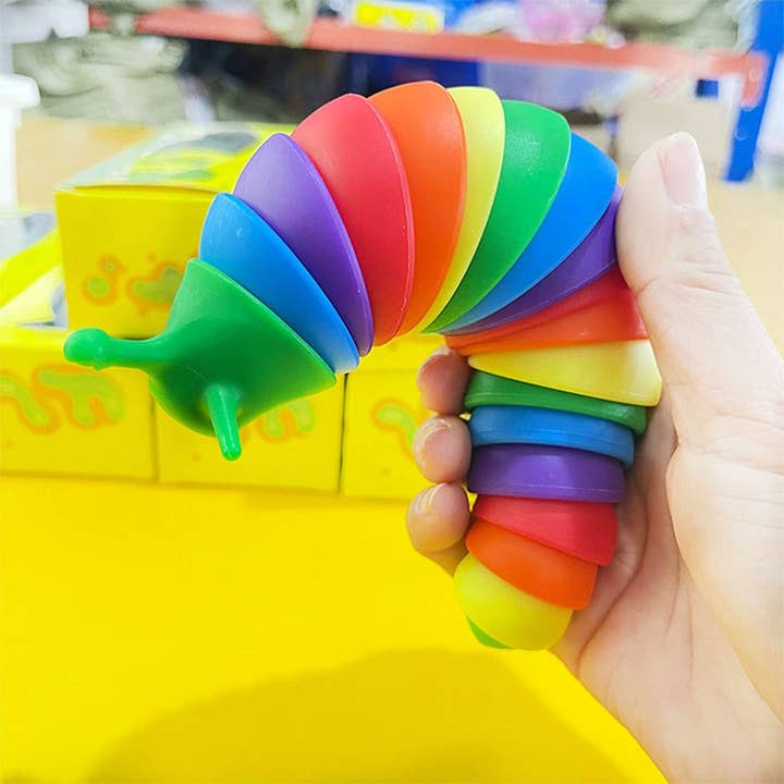 JSBlueRidge Toys - Wholesale Fidget Toy - Kids - Rainbow Sensory Fidget Slug Kids Toys- Assorted