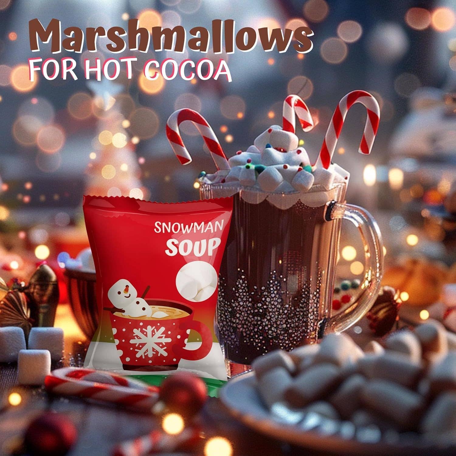 4E's Novelty - Wholesale Puffed Snack - 4E's Snowman Soup Mini Marshmallows 50-Pack, Hot Cocoa Toppe6
