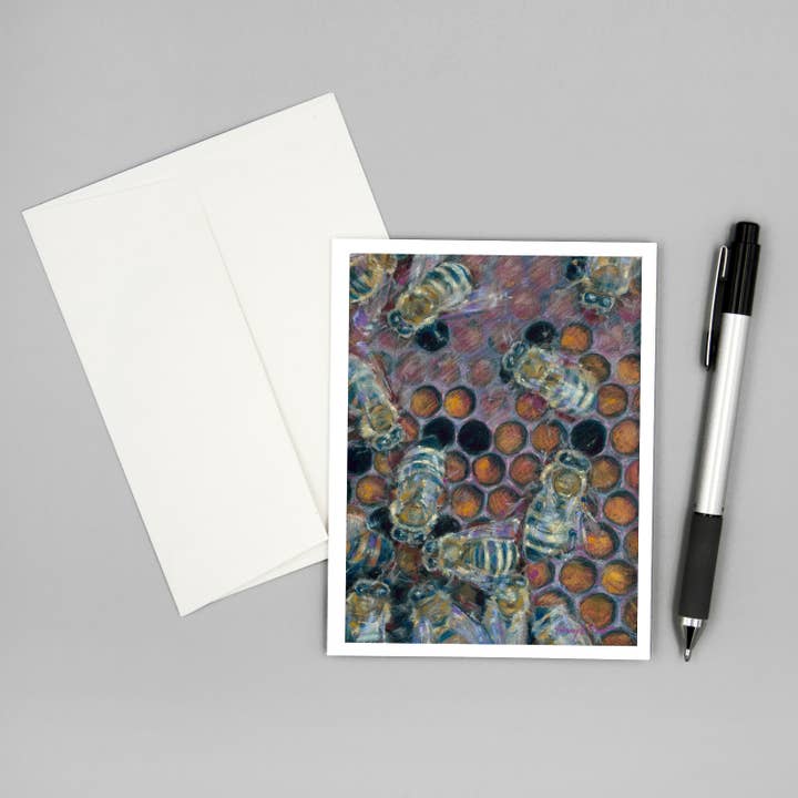 Note Card, Eco-friendly, Honey Bee Hive for wholesale by Mary Pow Designs