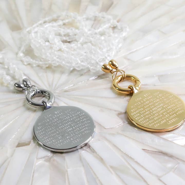 Kærlighedserklæring til dig "JEG ER..." med bjergkrystal ædelstenskæde for engroshandel hos Mein Mantra