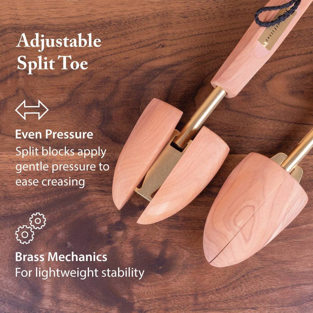 FootFitter - Wholesale Shoe Horn - Unisex - FootFitter Shoe Trees for Men, Adjustable Split Toe Aromatic Cedar Boot Tree - SJ323